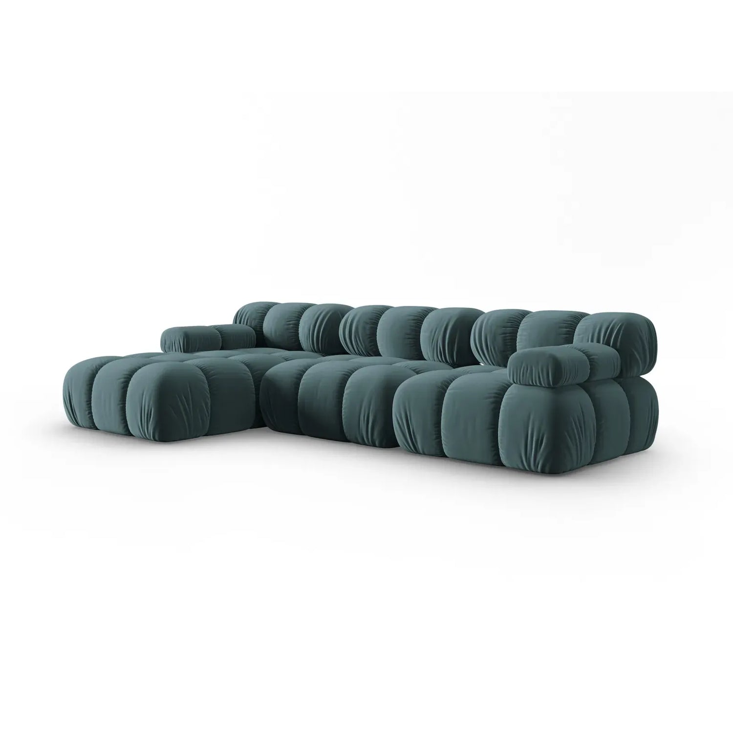 Bellis Modulares 4-Sitzer Sofa Chaise Longue Links mit Samtbezug oder 3D-Stoff, 282 cm - ZEN ZONE Furniture
