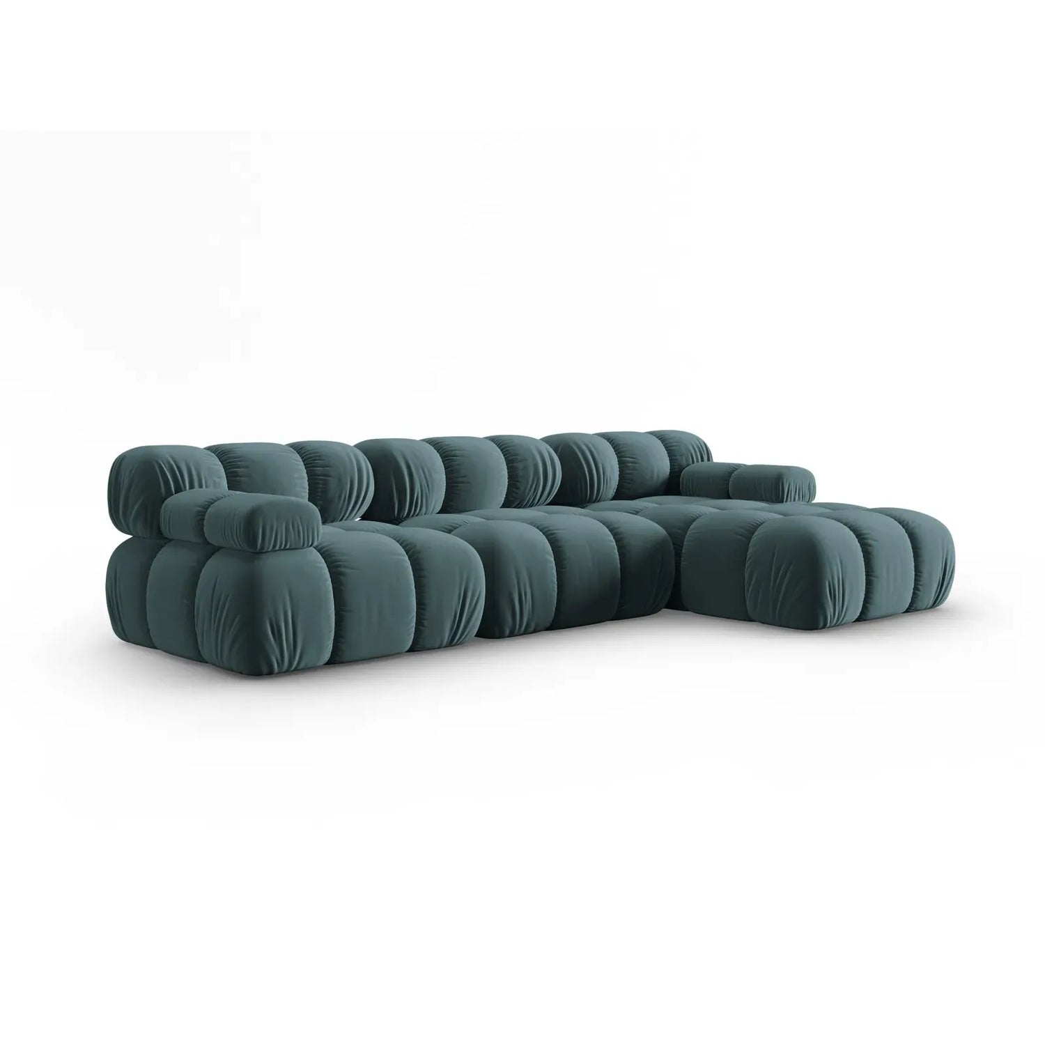 Bellis Modulares 4-Sitzer Sofa Chaise Longue Rechts mit Samtbezug oder 3D-Stoff, 282 cm - ZEN ZONE Furniture