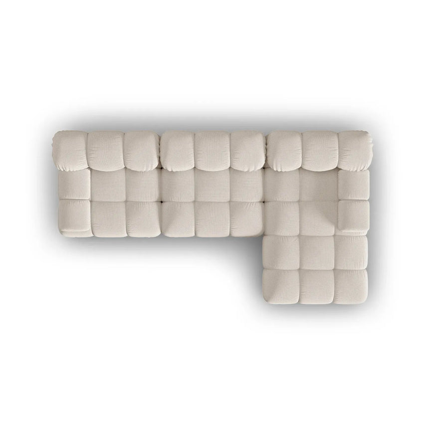 Bellis Modulares 4-Sitzer Sofa Chaise Longue Rechts mit Samtbezug oder 3D-Stoff, 282 cm - ZEN ZONE Furniture