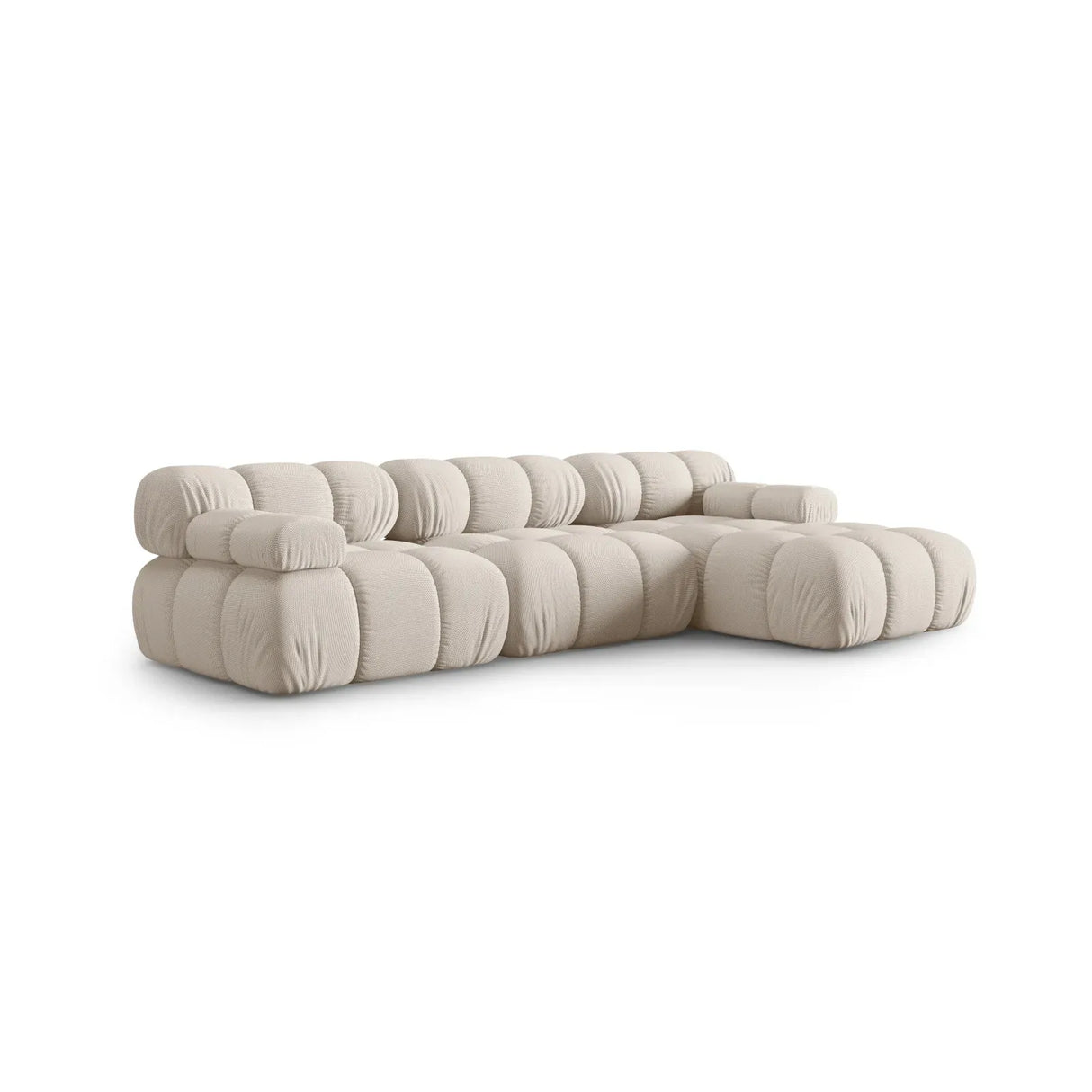 Bellis Modulares 4-Sitzer Sofa Chaise Longue Rechts mit Samtbezug oder 3D-Stoff, 282 cm - ZEN ZONE Furniture