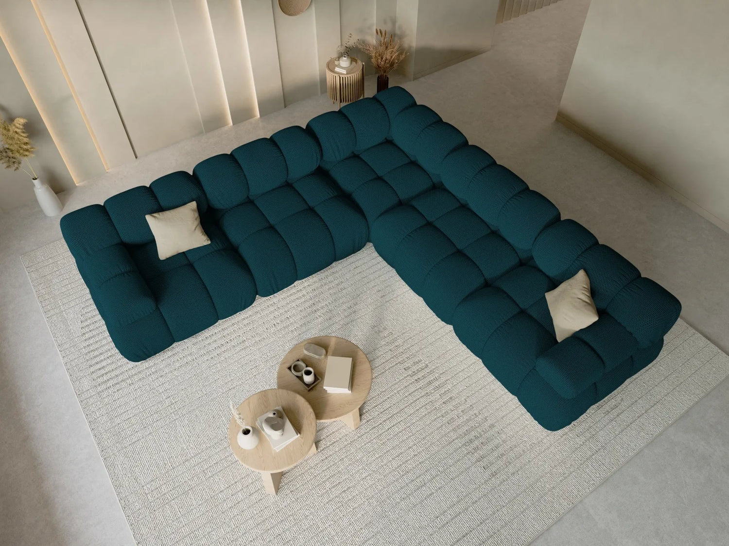 Bellis Modulares 5-Sitzer Ecksofa mit 3D-Stoff (Son87) in Marineblau 282 cm – Bild 2