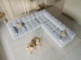 Bellis Modulares 5-Sitzer Ecksofa mit Samt-Stoff (Blu06) in Hellblau 282 cm – Bild 8