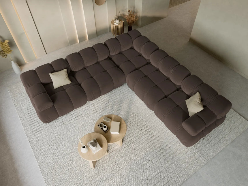 Bellis Modulares 5-Sitzer Ecksofa mit Samt-Stoff (Blu48) in Dunkelbraun 282 cm – Bild 1