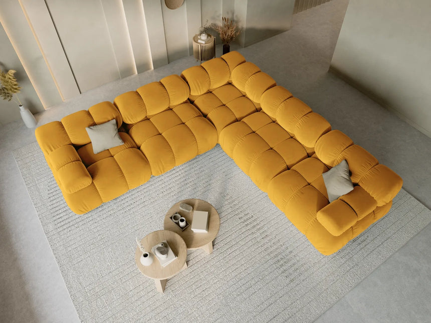 Bellis Modulares 5-Sitzer Ecksofa mit Samt-Stoff (Blu68) in Gelb 282 cm – Bild 1