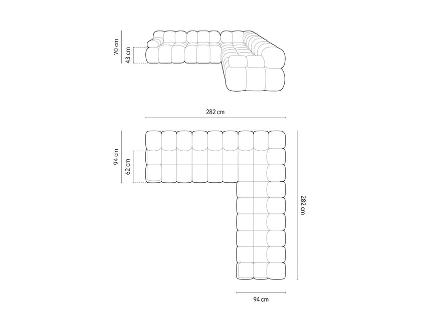 Bellis Modulares 5-Sitzer Ecksofa mit Samt-Stoff (Blu78) in Flaschengrün 282 cm – Bild 7