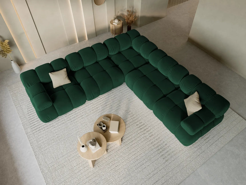 Bellis Modulares 5-Sitzer Ecksofa mit Samt-Stoff (Blu78) in Flaschengrün 282 cm – Bild 8