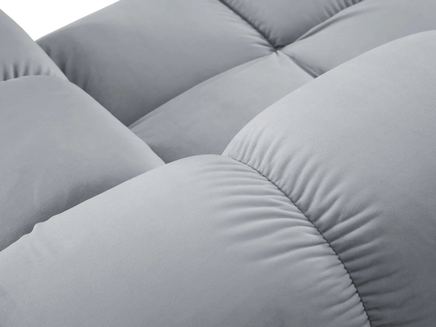Bellis Modulares Sofa 6 Module Chaise Longue Links mit Samt-Stoff (Blu06) in Hellblau, 376x282 cm – Bild 5