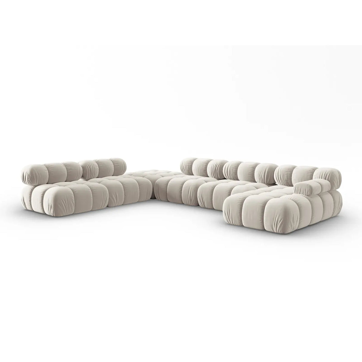 Bellis Modulares Sofa 6 Module Chaise Longue Links mit Samtbezug oder 3D-Stoff, 376x282 cm - ZEN ZONE Furniture