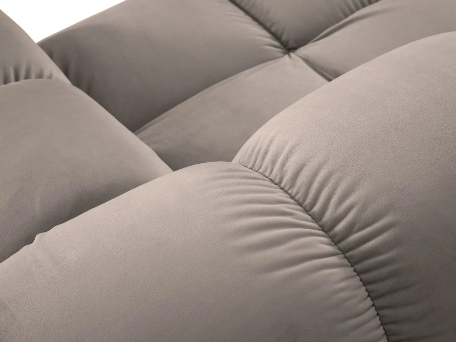 Bellis Modulares Sofa 6 Module Chaise Longue Links mit Samt-Stoff (Blu40) in Cappuccino, 376x282 cm – Bild 5