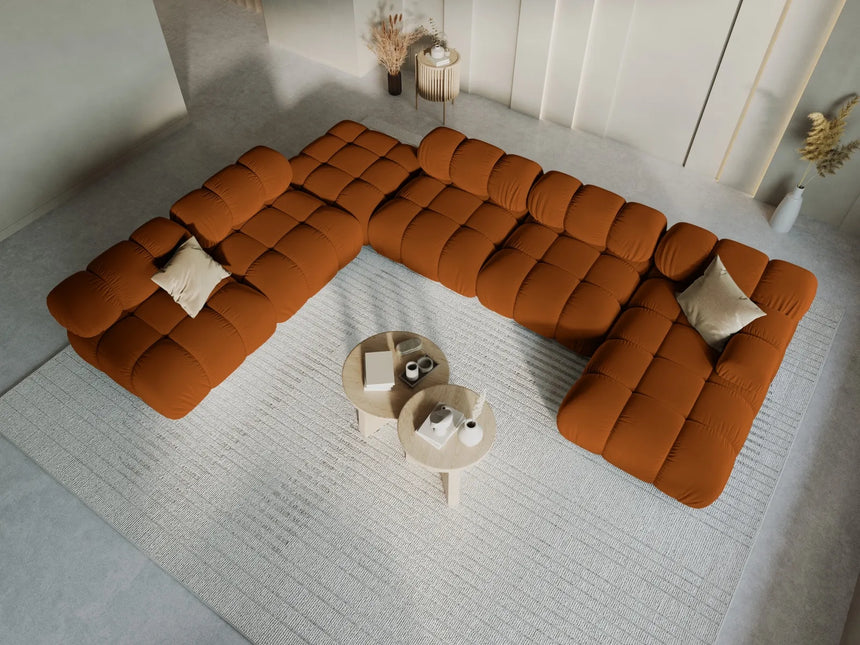 Bellis Modulares Sofa 6 Module Chaise Longue Links mit Samt-Stoff (Blu4215) in Terrakotta, 376x282 cm – Bild 9