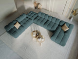 Bellis Modulares Sofa 6 Module Chaise Longue Links mit Samt-Stoff (Blu85) in Türkis, 376x282 cm – Bild 2