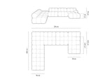 Bellis Modulares Sofa 6 Module Chaise Longue Links mit Samtbezug oder 3D-Stoff, 376x282 cm – Bild 2
