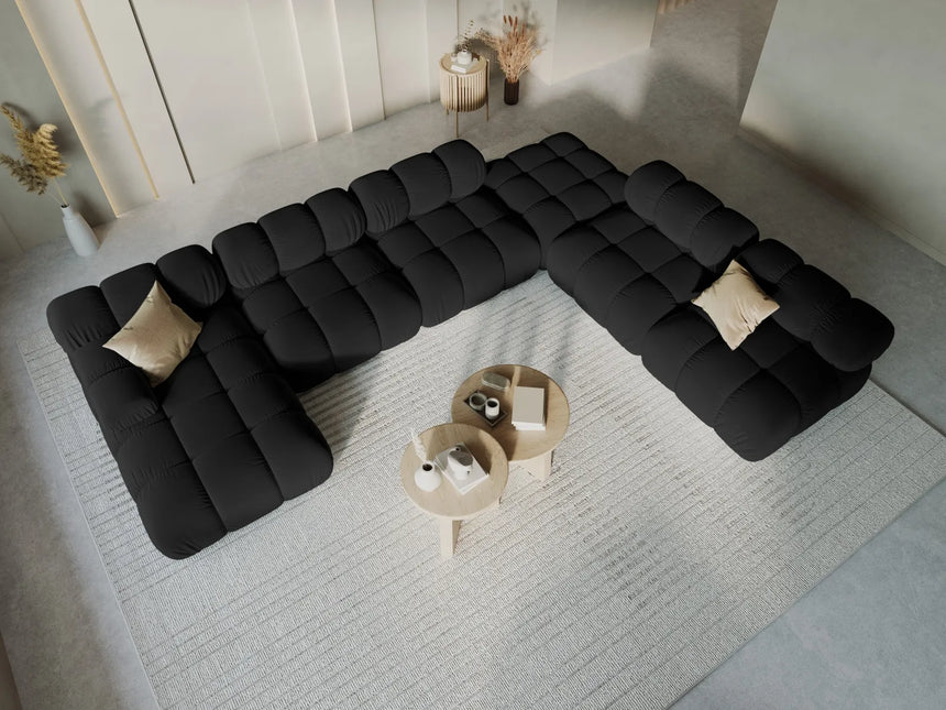 Bellis Modulares Sofa 6 Module Chaise Longue Rechts mit Samt-Stoff (Blu19) in Schwarz, 376x282 cm – Bild 9