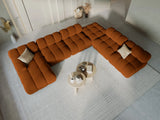 Bellis Modulares Sofa 6 Module Chaise Longue Rechts mit Samt-Stoff (Blu4215) in Terrakotta, 376x282 cm – Bild 9
