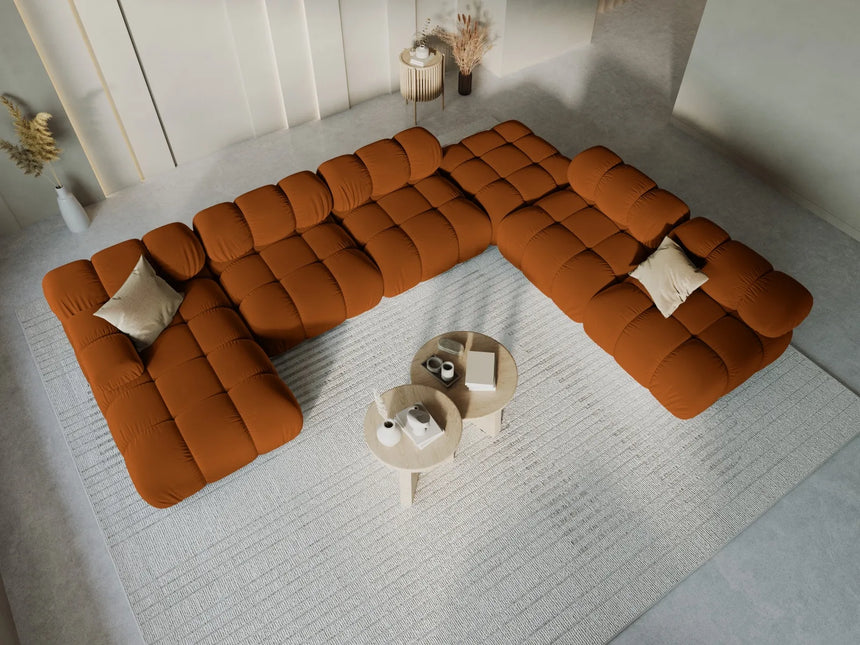 Bellis Modulares Sofa 6 Module Chaise Longue Rechts mit Samt-Stoff (Blu4215) in Terrakotta, 376x282 cm – Bild 9