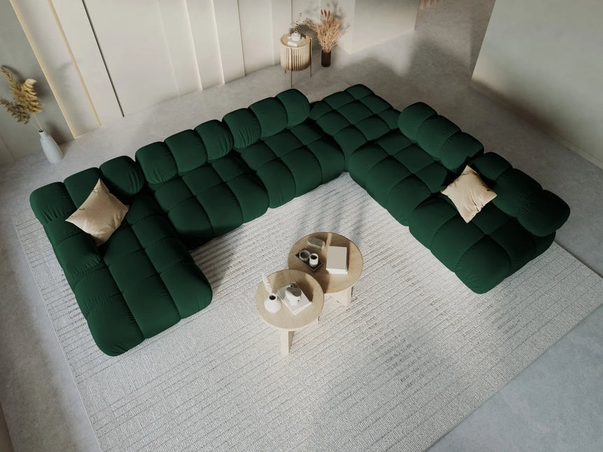 Bellis Modulares Sofa 6 Module Chaise Longue Rechts mit Samt-Stoff (Blu78) in Flaschengrün, 376x282 cm – Bild 2