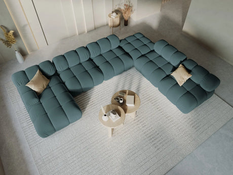 Bellis Modulares Sofa 6 Module Chaise Longue Rechts mit Samt-Stoff (Blu85) in Türkis, 376x282 cm – Bild 9