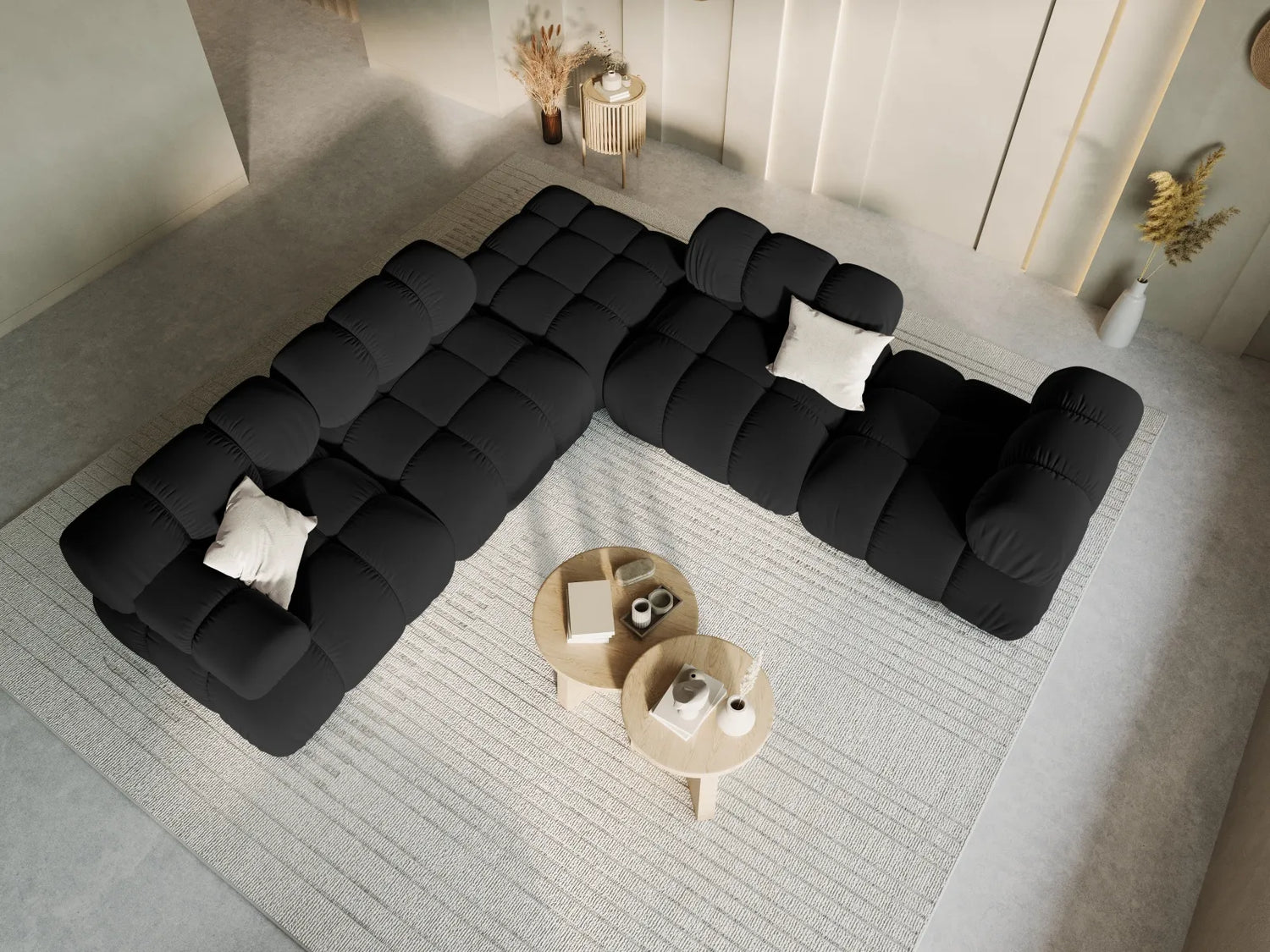 Bellis Modulares Sofa Eckmodul Links mit Samt-Stoff (Blu19) in Schwarz, 94 cm – Bild 8