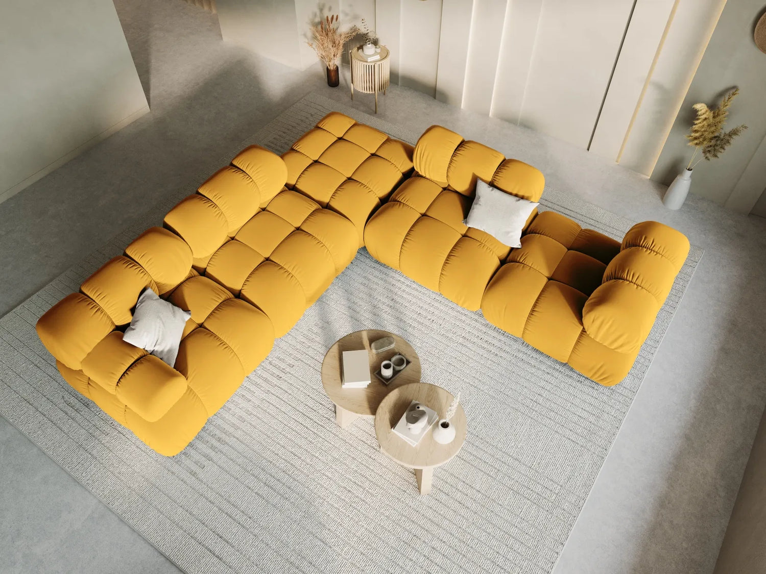 Bellis Modulares Sofa Eckmodul Links mit Samt-Stoff (Blu68) in Gelb, 94 cm – Bild 8