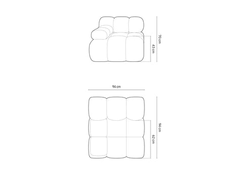 Bellis Modulares Sofa Eckmodul Links mit Samtbezug oder 3D-Stoff, 94 cm – Bild 6
