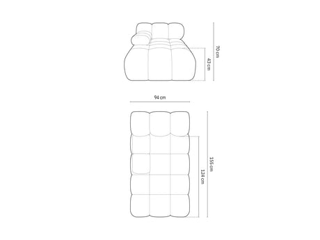 Bellis Modulares Sofa Einzelmodul Chaise Longue Links mit 3D-Stoff (Son77) in Amazon grün, 155x94 cm – Bild 6