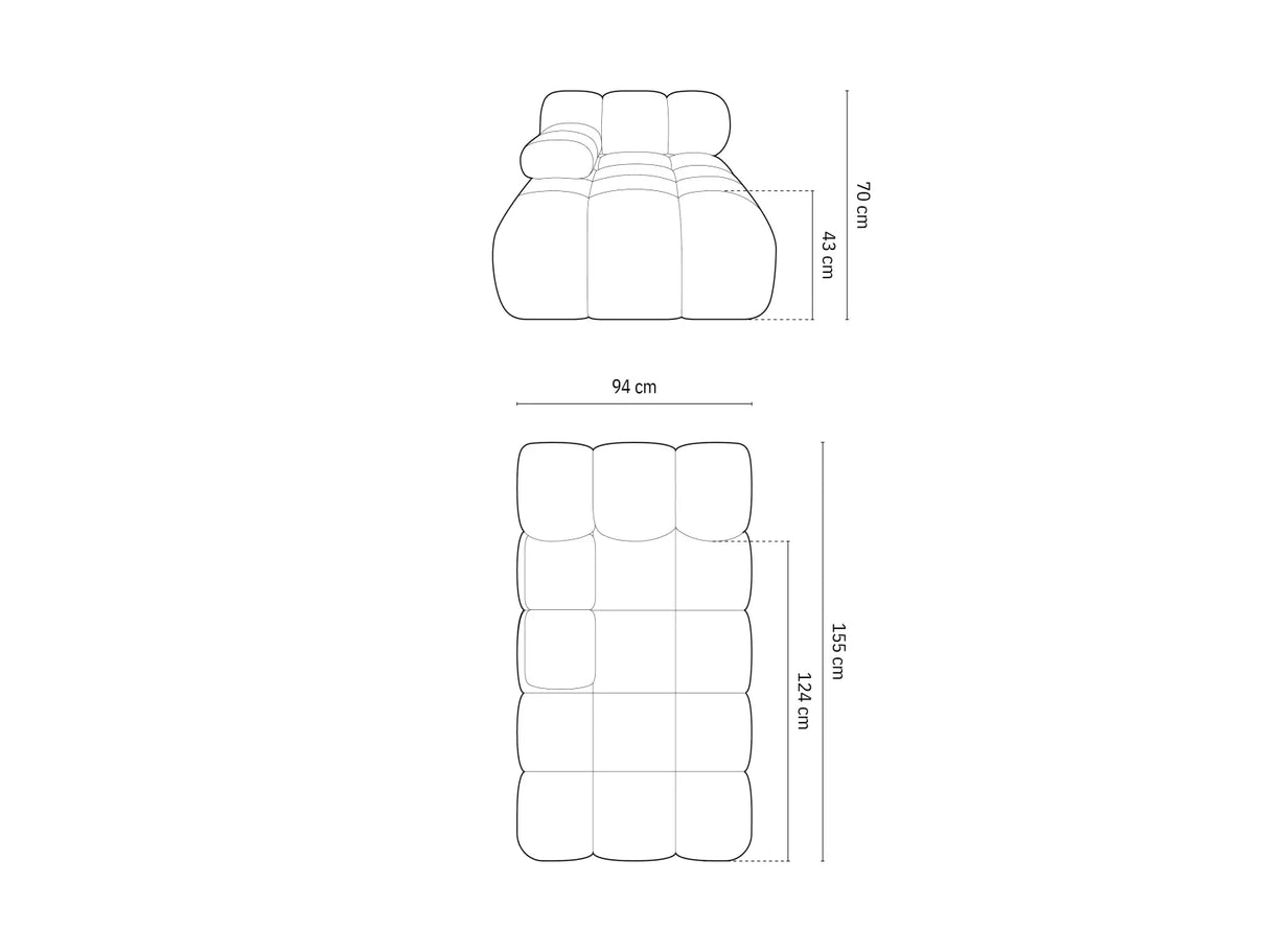 Bellis Modulares Sofa Einzelmodul Chaise Longue Links mit Samtbezug oder 3D-Stoff, 155x94 cm – Bild 6