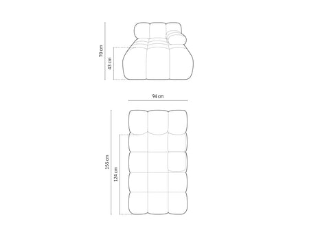 Bellis Modulares Sofa Einzelmodul Chaise Longue Rechts mit 3D-Stoff (Son15) in Espresso, 155x94 cm – Bild 1