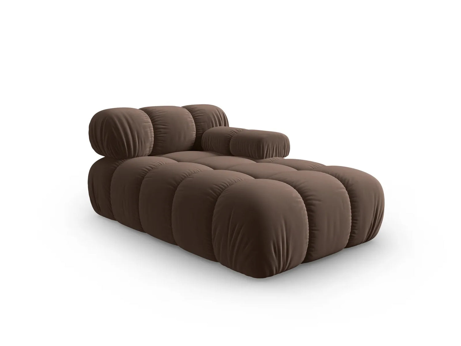 Bellis Modulares Sofa Einzelmodul Chaise Longue Rechts mit Samt-Stoff (Blu48) in Dunkelbraun, 155x94 cm – Bild 7