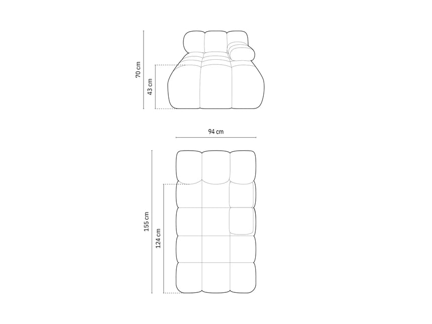 Bellis Modulares Sofa Einzelmodul Chaise Longue Rechts mit Samtbezug oder 3D-Stoff, 155x94 cm – Bild 6