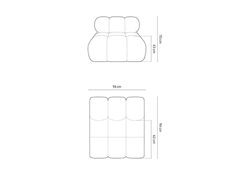 Bellis Modulares Sofa Einzelmodul in Samt oder 3D-Stoff, 94 cm – Bild 3