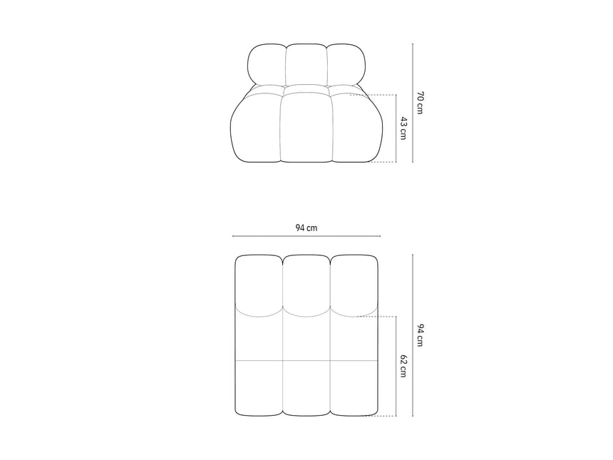 Bellis Modulares Sofa Einzelmodul in Samt-Stoff (Blu06), Light Blue, 94 cm – Bild 7