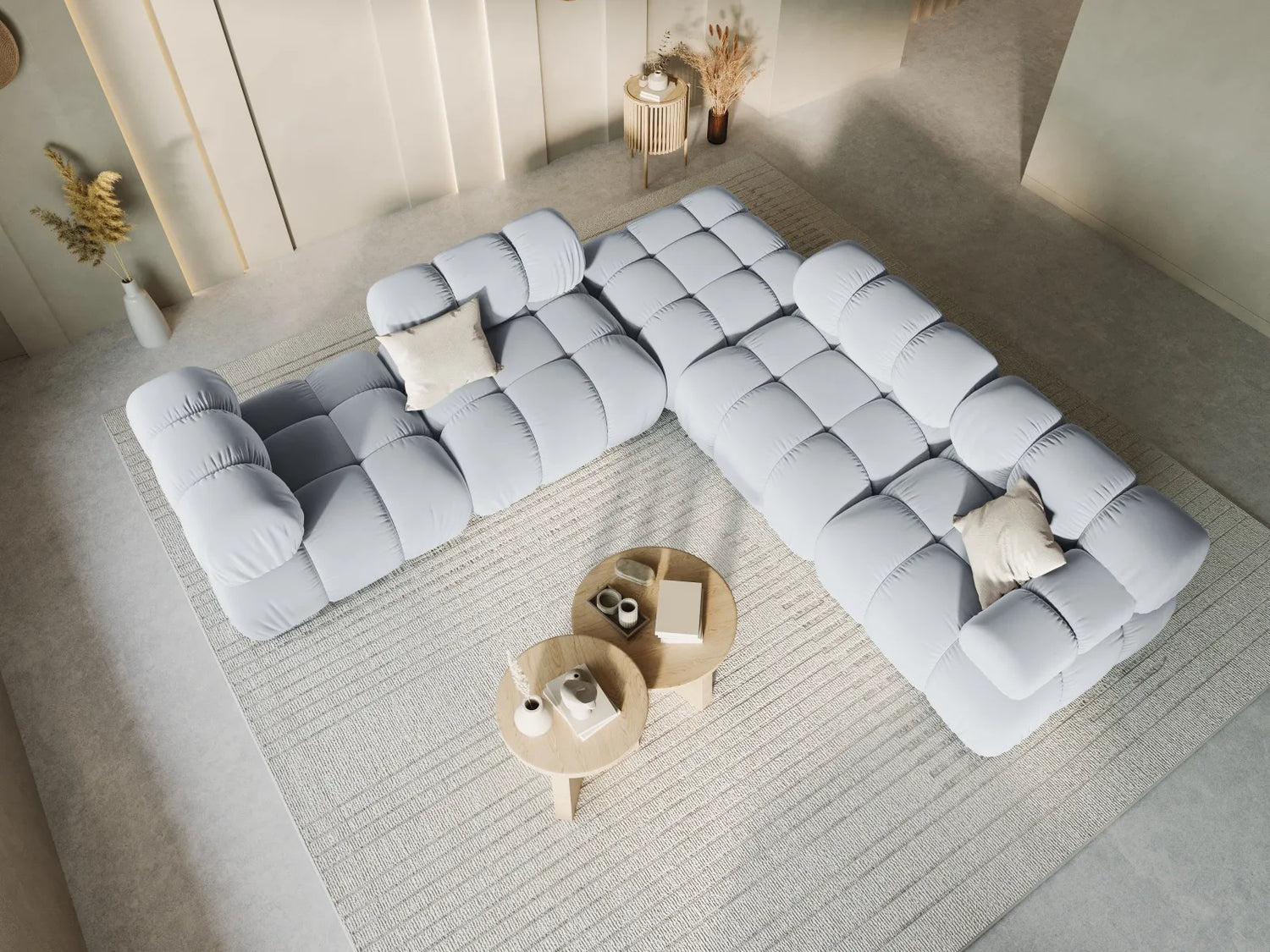 Bellis Modulares Sofa Einzelmodul in Samt-Stoff (Blu06), Light Blue, 94 cm – Bild 8