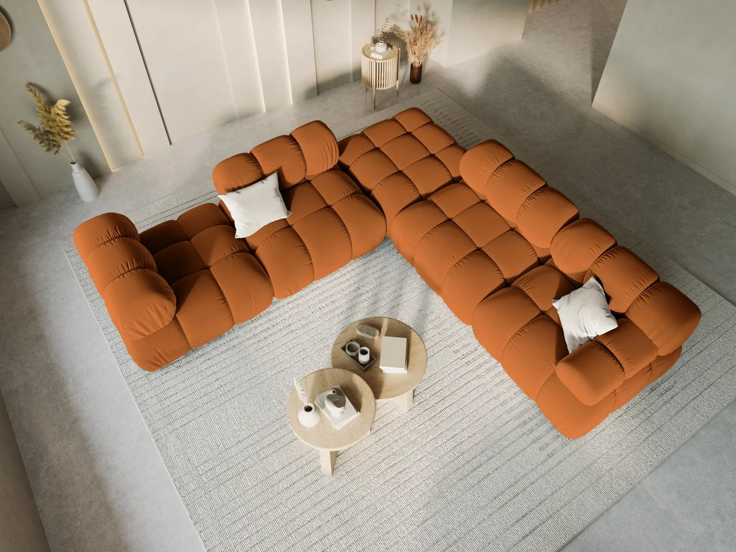 Bellis Modulares Sofa Einzelmodul Pouf mit Samt-Stoff (Blu4215) in Terrakotta, 94 cm – Bild 7