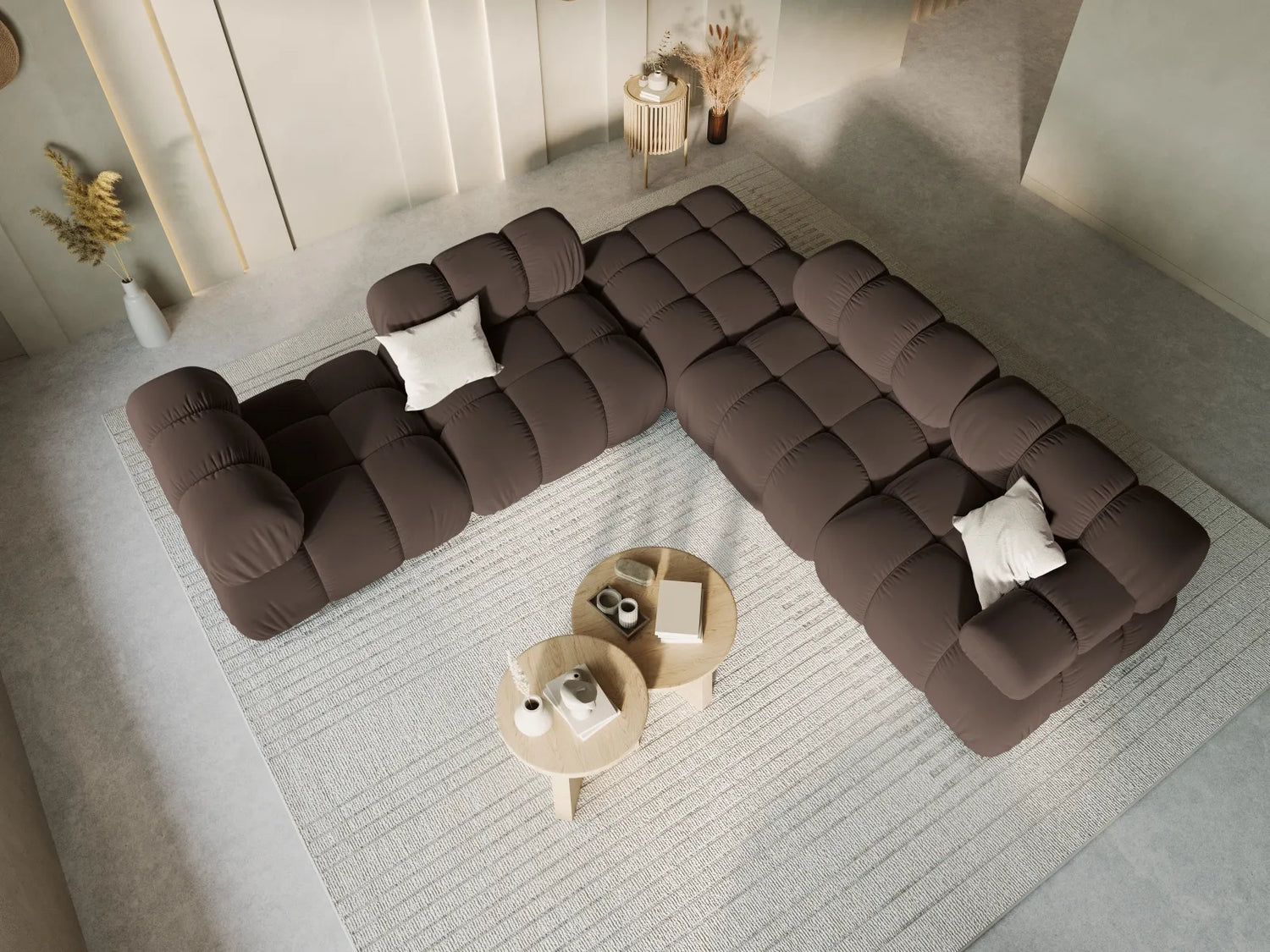 Bellis Modulares Sofa Einzelmodul Pouf mit Samt-Stoff (Blu48) in Dunkelbraun, 94 cm – Bild 7