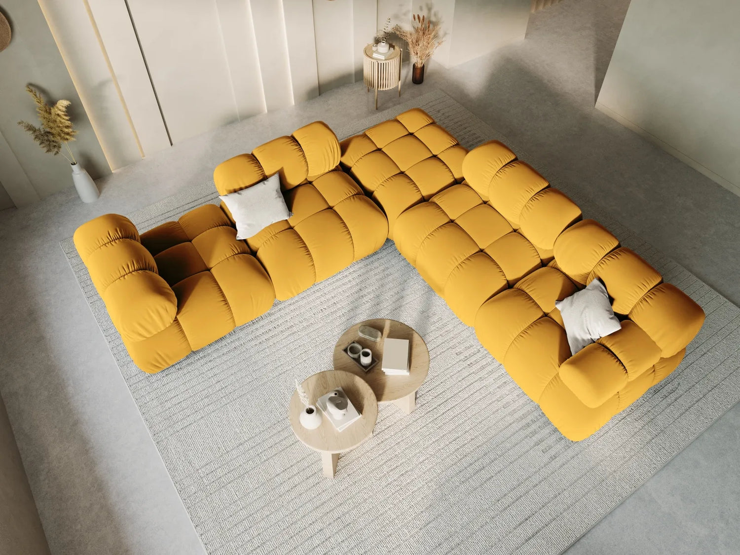 Bellis Modulares Sofa Einzelmodul Pouf mit Samt-Stoff (Blu68) in Gelb, 94 cm – Bild 7