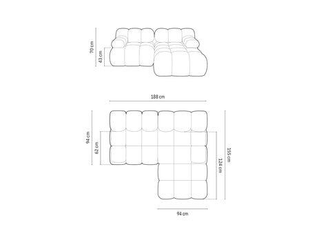 Bellis Modulares Sofa mit 2 Modulen 188x155cm aus 3D-Stoff (Son19) in Schwarz – Bild 7