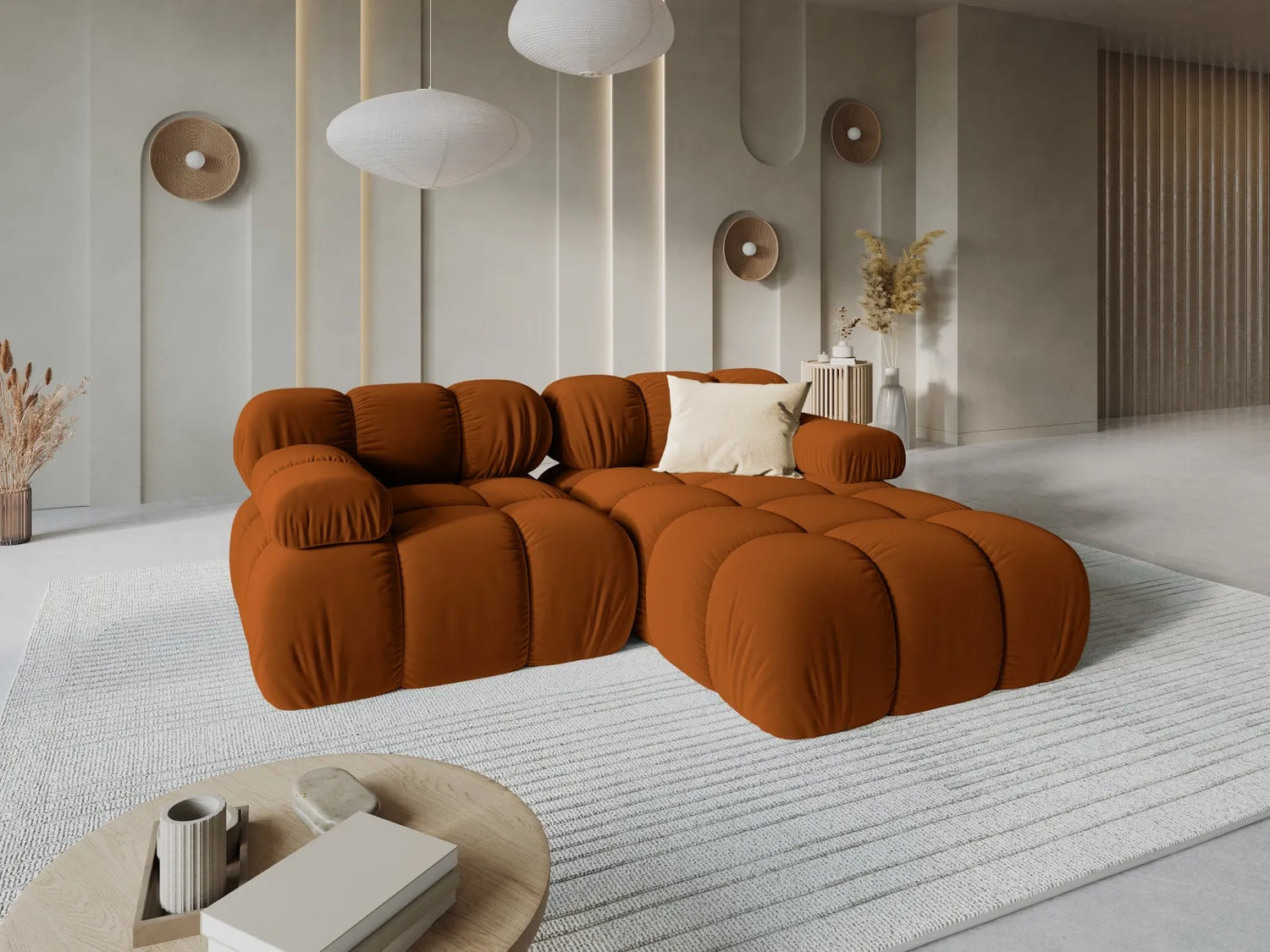 Bellis Modulares Sofa mit 2 Modulen 188x155cm aus Samt-Stoff (Blu4215) in Terrakotta – Bild 2