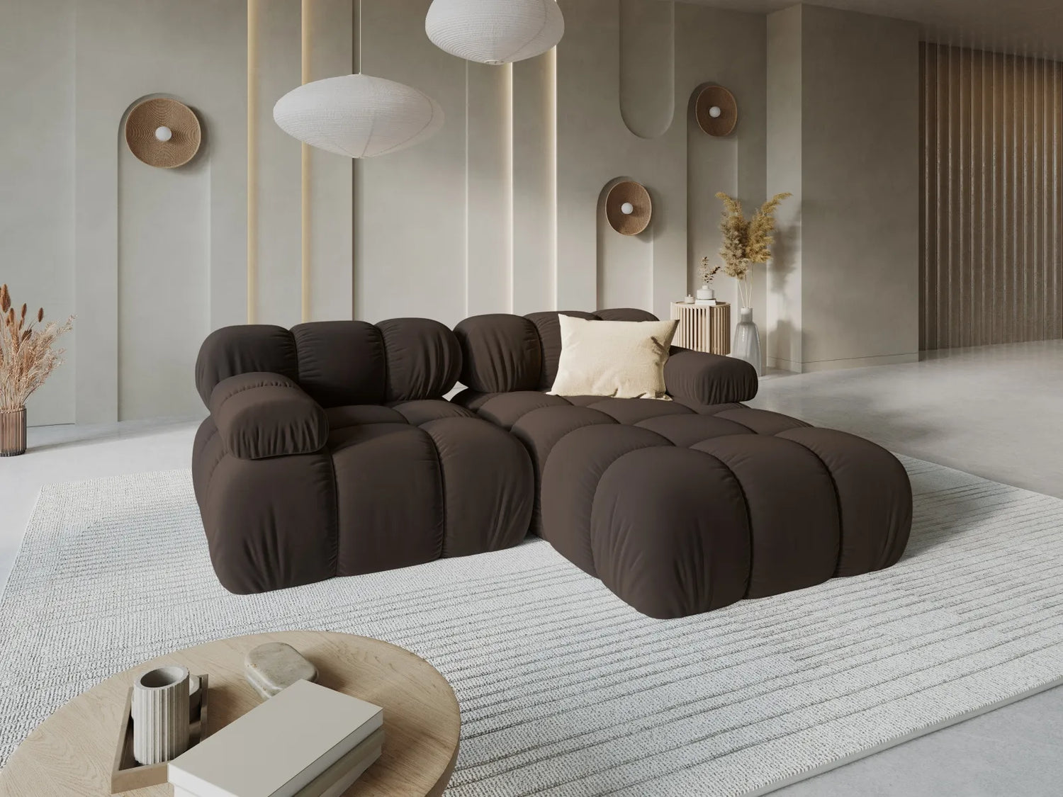 Bellis Modulares Sofa mit 2 Modulen 188x155cm aus Samt-Stoff (Blu48) in Dunkelbraun – Bild 9