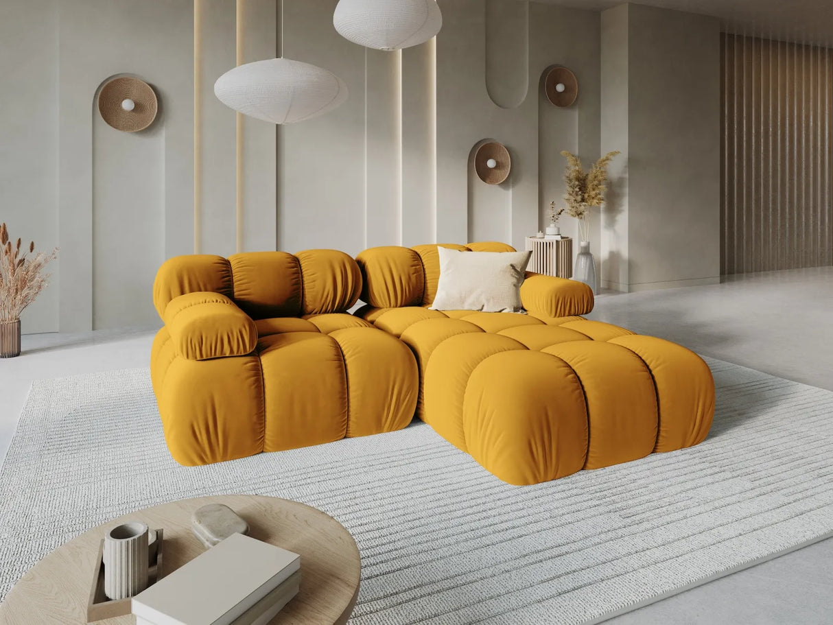 Bellis Modulares Sofa mit 2 Modulen 188x155cm aus Samt-Stoff (Blu68) in Gelb – Bild 9