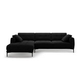 Bemy Ecksofa Links aus Samt (Salvador 19) in Schwarz, 295x174 cm – Bild 1