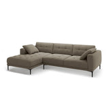 Bemy Ecksofa Links aus Samt (Salvador 3) in Grau-Braun, 295x174 cm – Bild 2