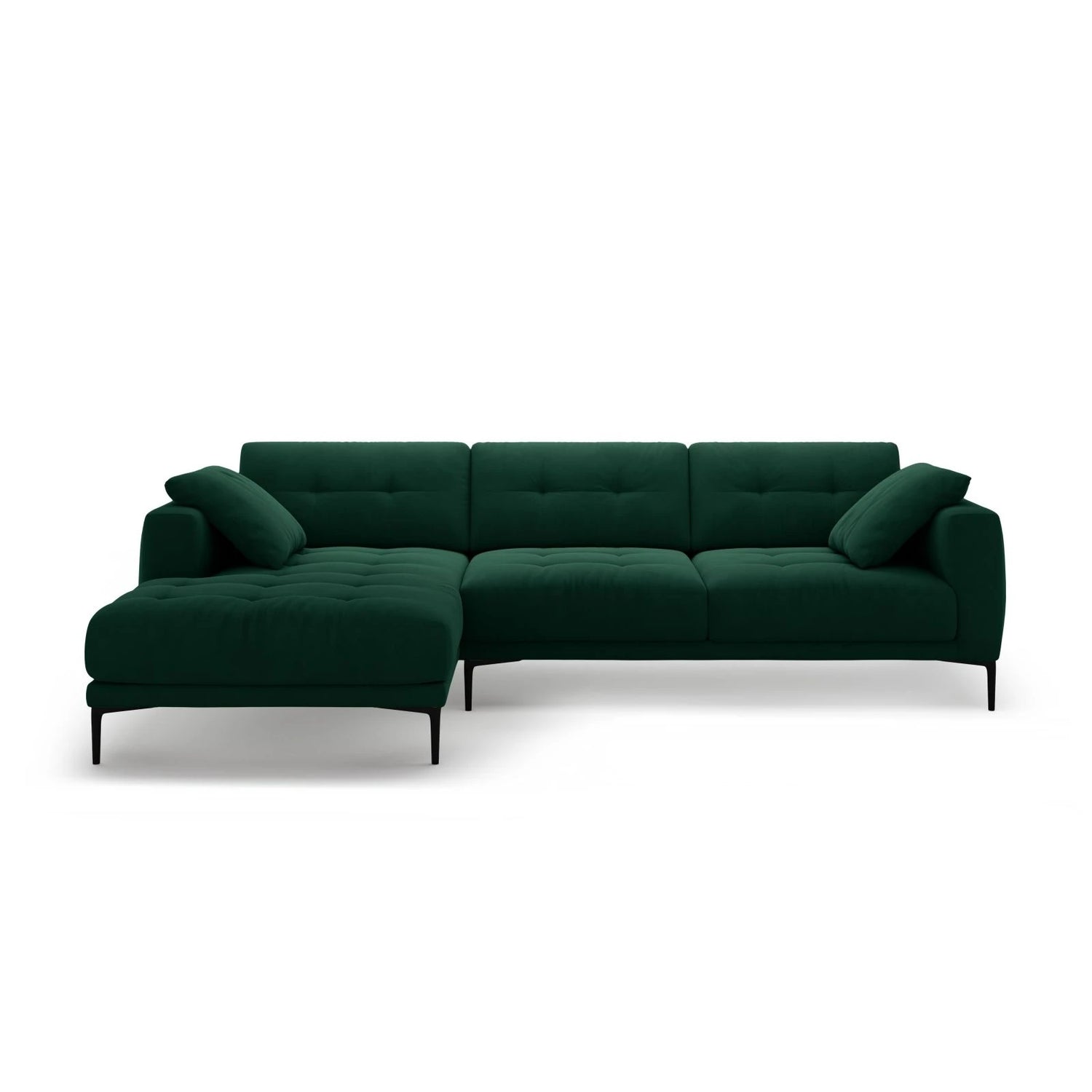 Bemy Ecksofa Links aus Samt (Salvador 7) in Flaschengrün, 295x174 cm – Bild 1