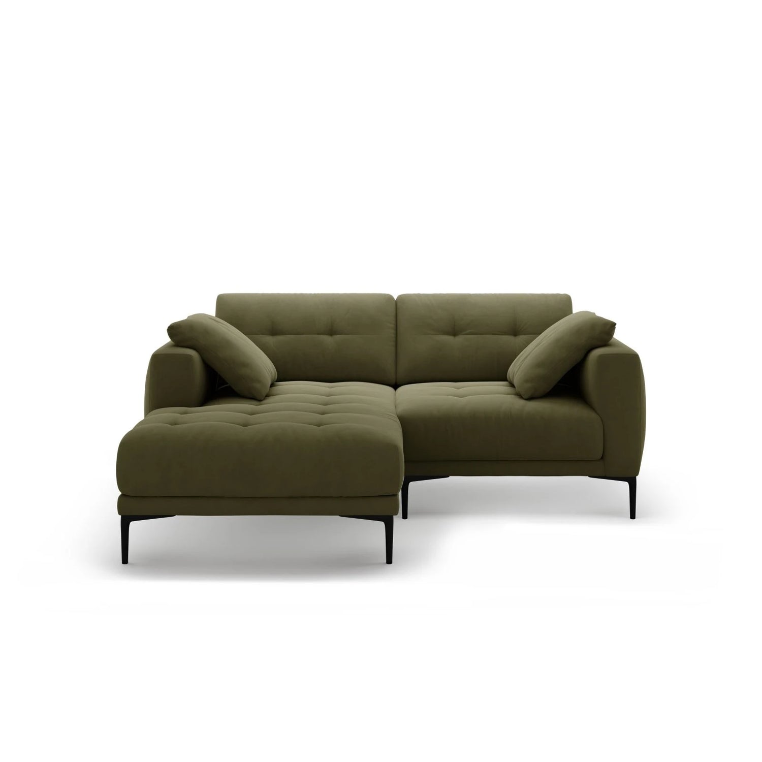 Bemy Ecksofa Links aus Samt (Salvador 8) in Grün, 205x174 cm – Bild 1