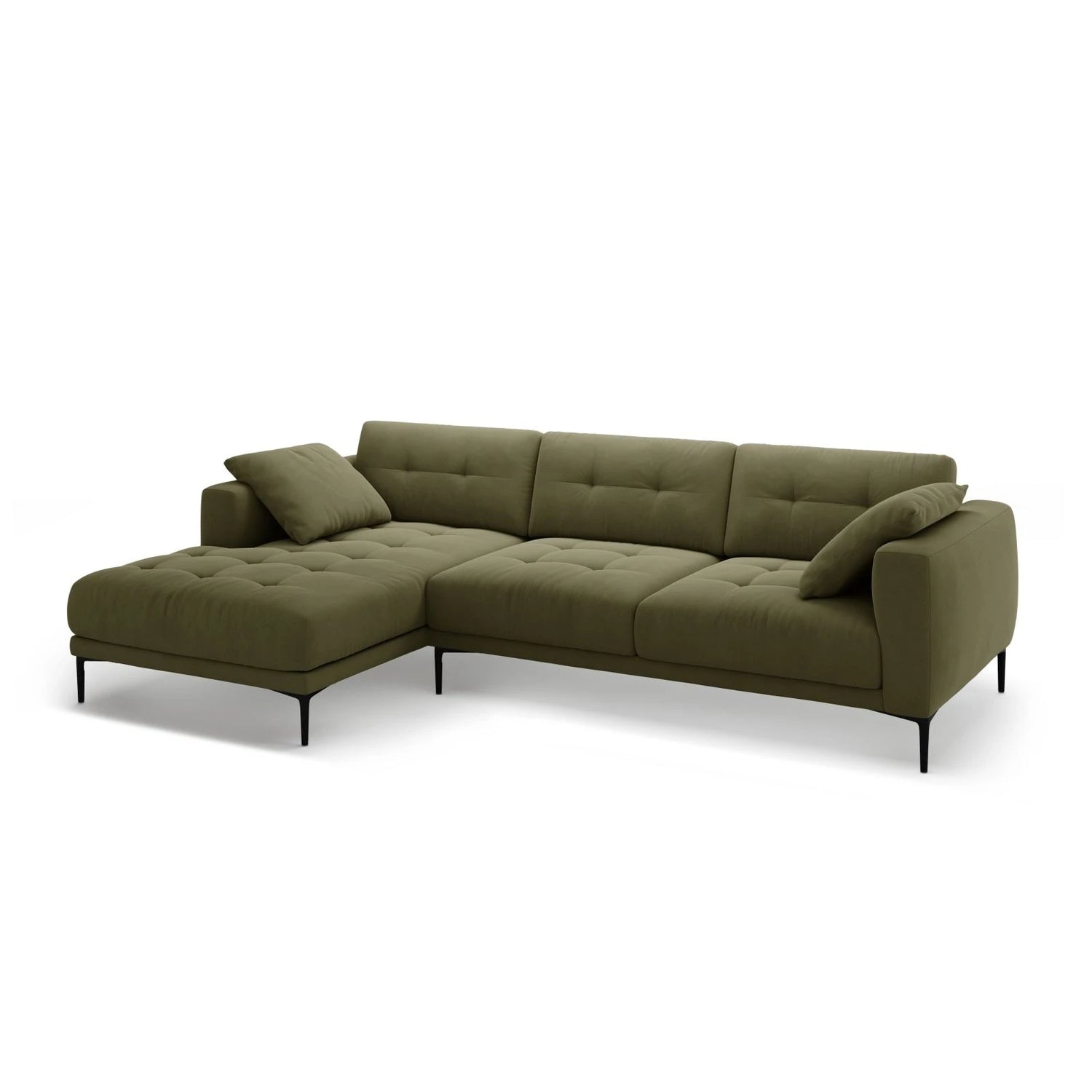 Bemy Ecksofa Links aus Samt (Salvador 8) in Grün, 295x174 cm – Bild 2