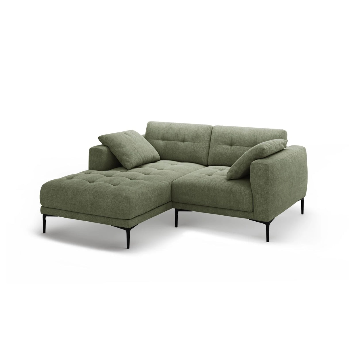 Bemy Ecksofa Links aus Strukturierter Stoff (Sorella 34) in Dunkles olivgrün, 205x174 cm – Bild 2