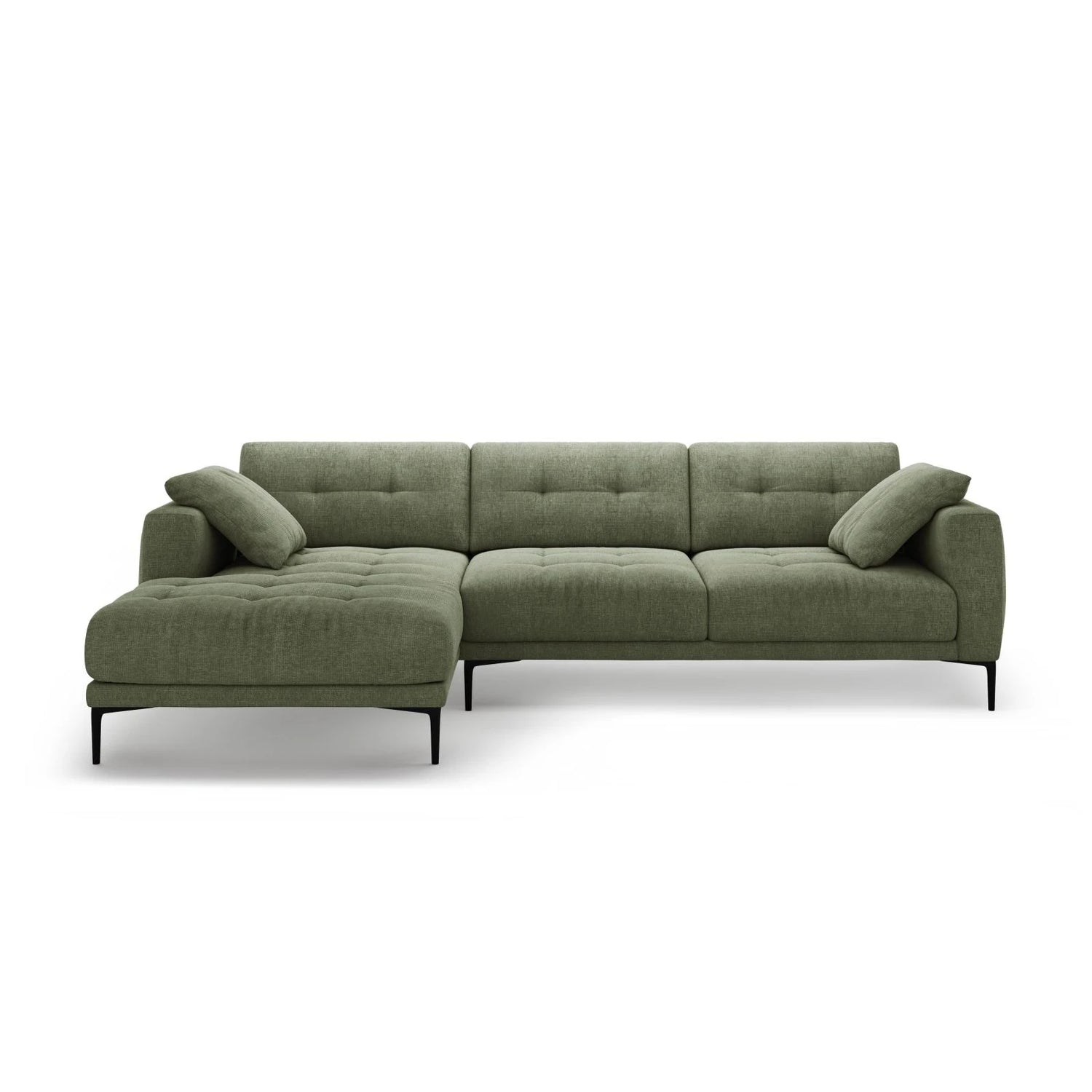 Bemy Ecksofa Links aus Strukturierter Stoff (Sorella 34) in Dunkles olivgrün, 295x174 cm – Bild 1
