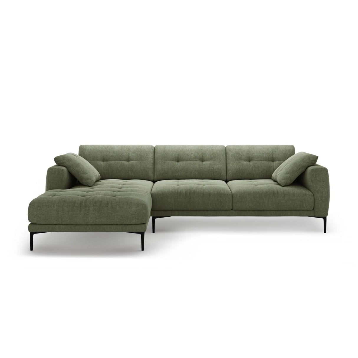 Bemy Ecksofa Links aus Strukturierter Stoff (Sorella 34) in Dunkles olivgrün, 295x174 cm – Bild 1