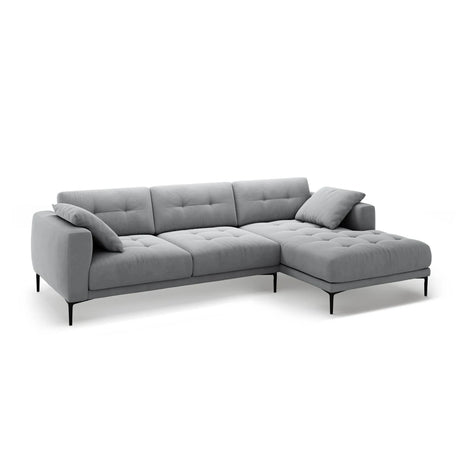 Bemy Ecksofa Rechts aus Samt (Salvador 17) in Grau, 295x174 cm – Bild 2