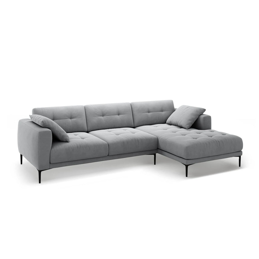 Bemy Ecksofa Rechts aus Samt (Salvador 17) in Grau, 295x174 cm – Bild 2