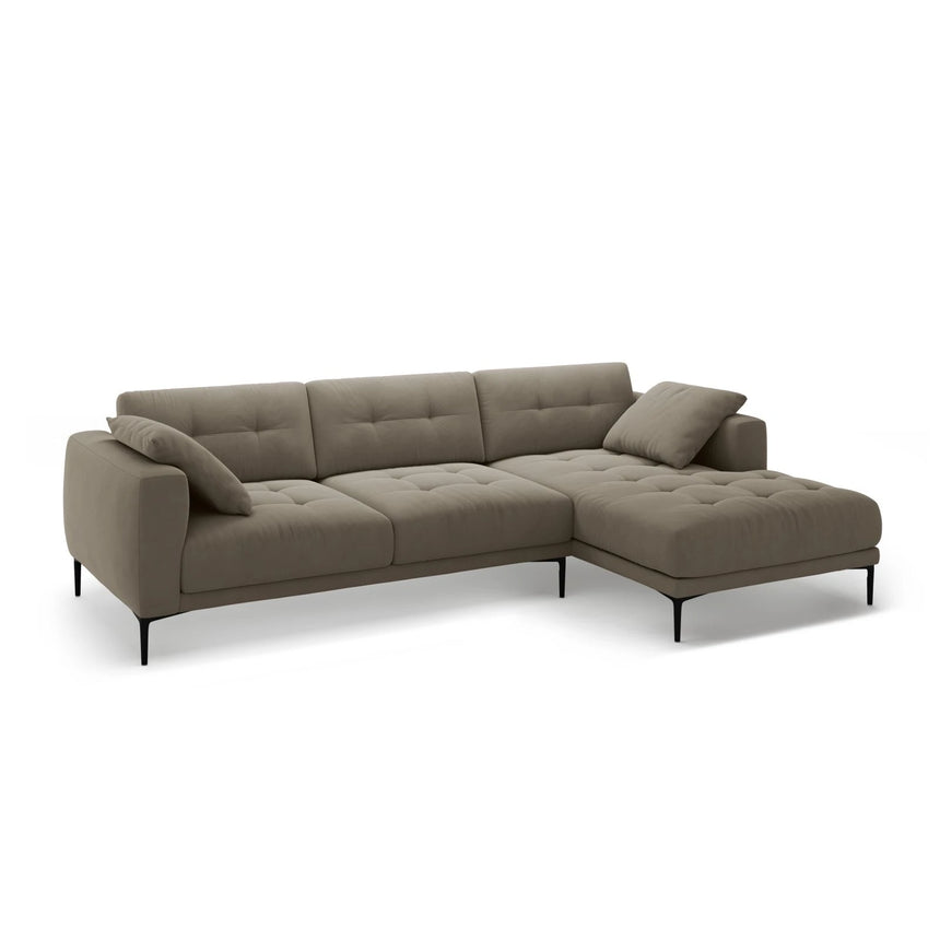 Bemy Ecksofa Rechts aus Samt (Salvador 3) in Grau-Braun, 295x174 cm – Bild 2